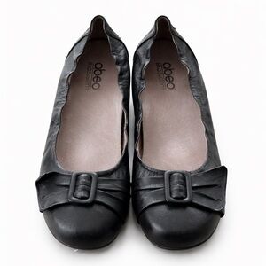 Abeo BIOSystem Tabitha Ballet Flats Black Leather Comfort Shoes Size 7.5 NWOT